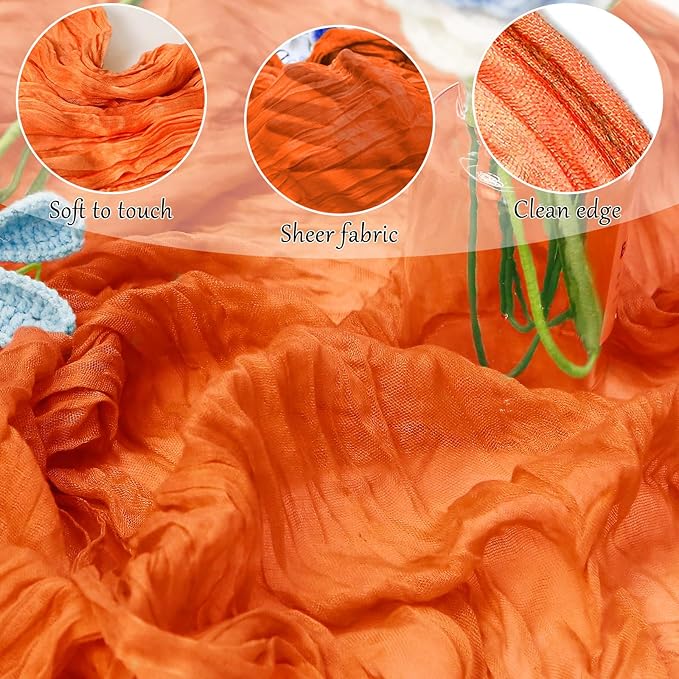 6-Pack Orange Cheesecloth Table Runners – 10FT (35x120 Inch) Boho Rustic Gauze Fabric Cheese Cloth Table Runner for Weddings, Baby Showers, Bridal Shower, Farmhouse & Birthday Party Decor