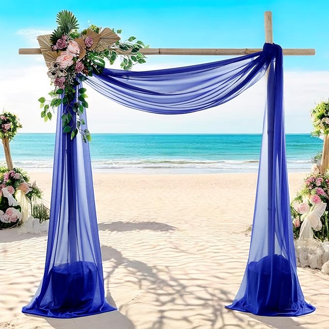 MDS Halloween Chiffon Draping Fabric - 1 Panel, 30" Wide x 50ft Long - Sheer Spooky Arbor & Canopy Drapery for Haunted House Backdrops, Party Ceilings, DIY Costumes & Themed Events - Royal Blue