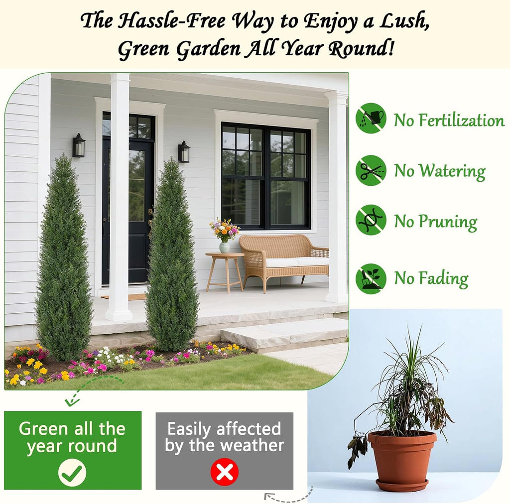 artificial cedar topiary trees 5 ft faux cedar, package contents