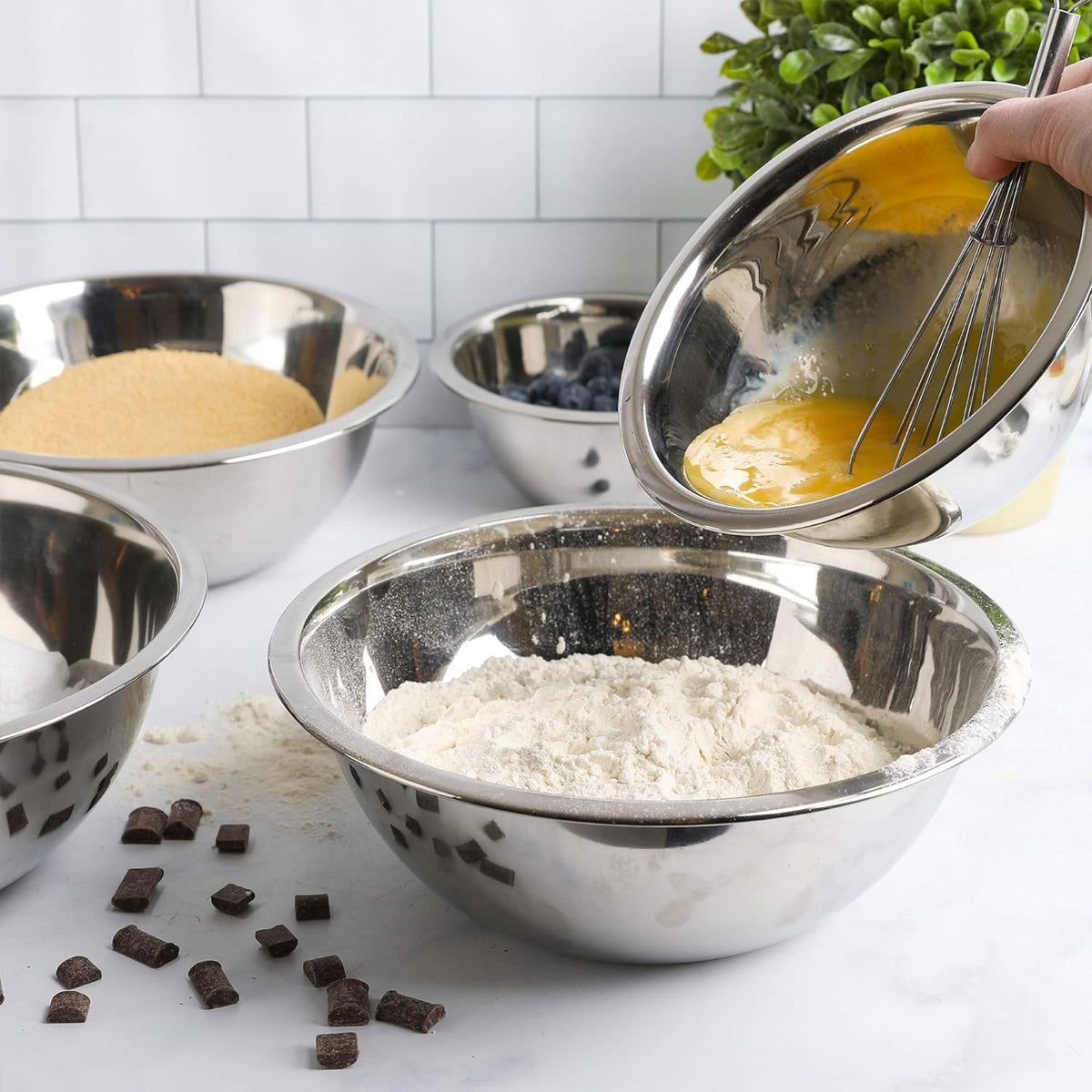 WHYSKO Stainless Steel Mixing Bowls Set, 5-Piece Meal Prep & Food Storage