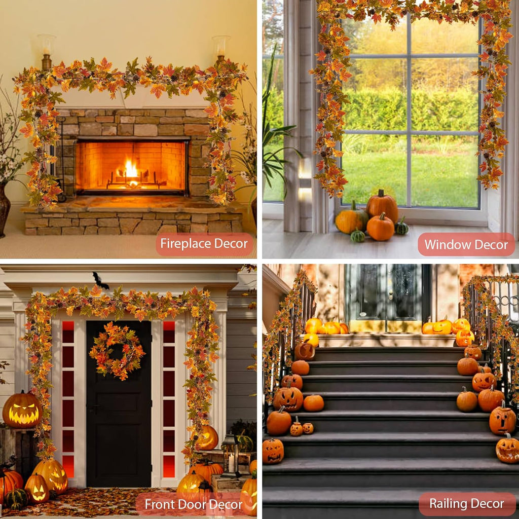 artgar fall maple leaf garland, 6 ft fall on a desk or shelf
