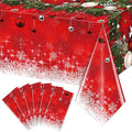 6Pieces Merry Christmas Tablecloth Plastic Christmas Tree Ball Table Cover Rectangle Winter Snowflake Tablecloth for Merry Christmas Holiday New Year Eve Party Decorations Supplies,54x108inch