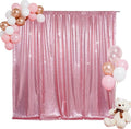 SquarePie Sequin Backdrop Less Transparent Background Sparkly Curtain for Wedding Party 10FT x 10FT Fuchsia Pink