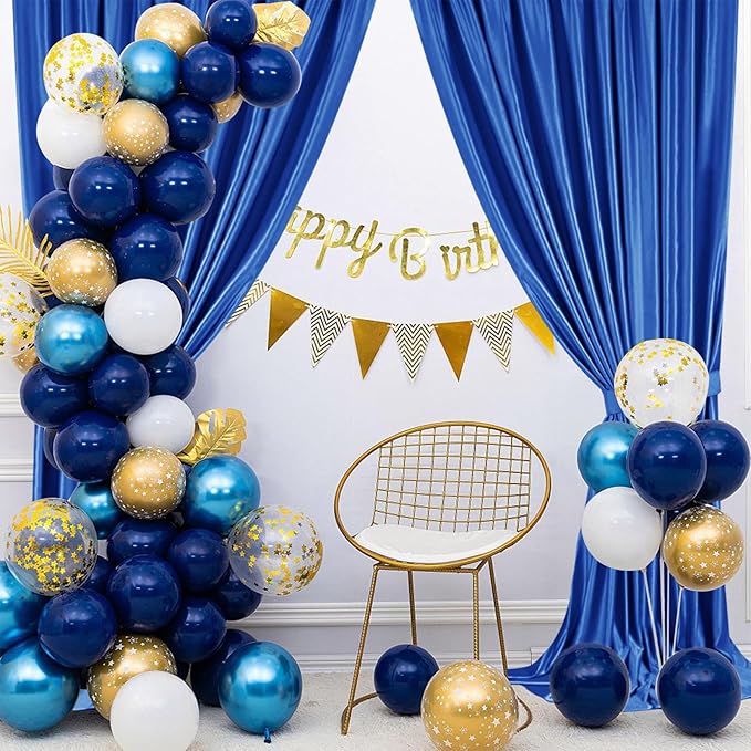 Sugargirl 10x10FT Royal Blue Backdrop Curtains Polyester Photo Backdrop Drapes Curtains 2 Panels with Rod Pockets for Party Birthday Wedding Photography Home Decoration