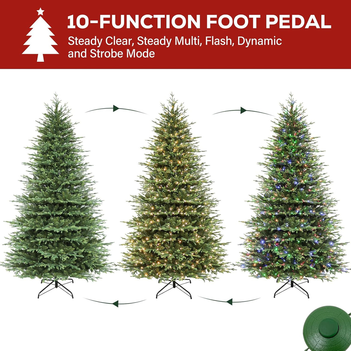 hykolity 7.5 ft prelit christmas tree with realistic, close-up detail
