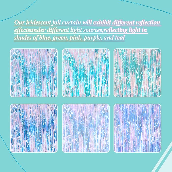 3 Pack Foil Fringe Backdrop - Iridescent Shiny Tinsel Curtains for Party Decoration/Photo Booth Props - 3.3x8.2 FT Metallic Foil Backdrop for Birthday, Wedding, Graduation, Christmas.