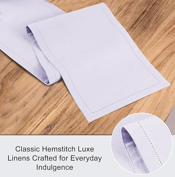 Ruvanti Linen Table Runner 60 Inches, Classic Hemstitch, Washable, Reusable, Non-Slipping, Stain Resistant- Perfect for Parties, Weddings, Dinners, Thanksgiving, Christmas, Indoor use – Lavender Grey