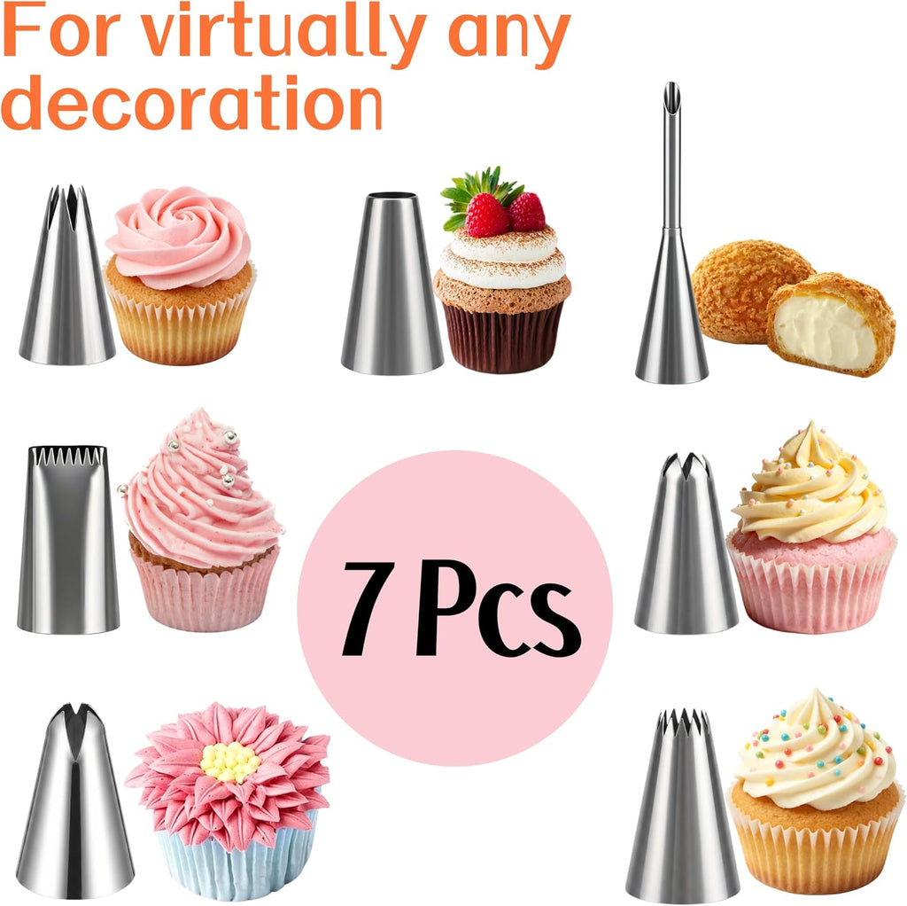 14 Pcs Reusable Piping Bags and Tips Set – 16 inch Cotton Pastry Bags for Cake Decorating, Cupcakes & Cookies with Stainless Steel Large Frosting Tips –Eco-Friendly Baking Kit for Home Bakers & Chefs