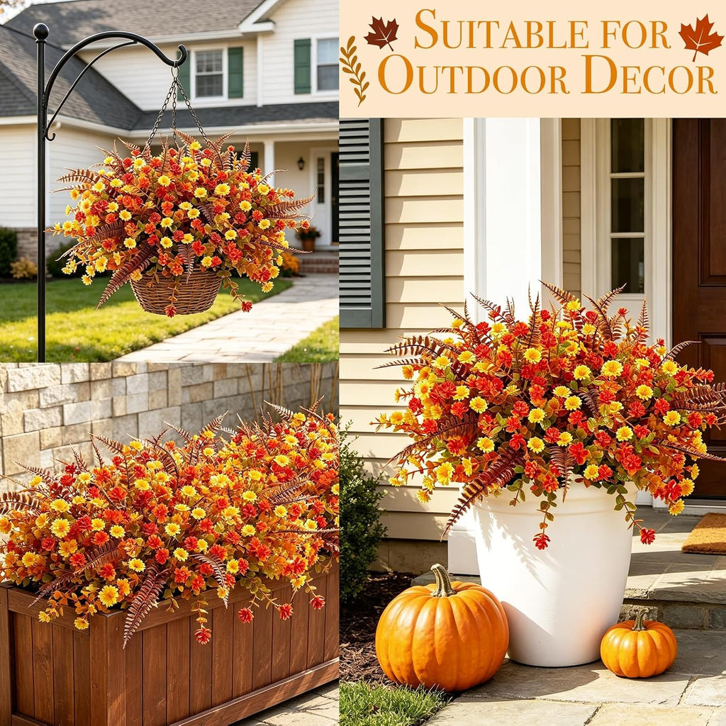 20 bundles artificial fall flowers for outdoors fall, side view
