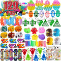 129 PCS Party Favors for Kids, Pop Fidget Treasure Box Toys, Classroom Prizes, Pinata Filler Goodie Bag Stuffers, Treasure Chest, Carnival Prize Box Toys for Boys Girls