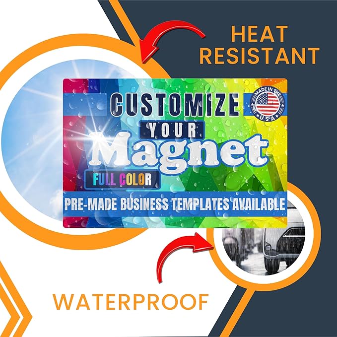 Magnet Me Up Custom Car Magnet for Business – Personalized Magnetic Sign for Cars & Trucks – Customized with Full Color Image, Add Logo, Text – Choose Your Size, Templates Available, Made in USA