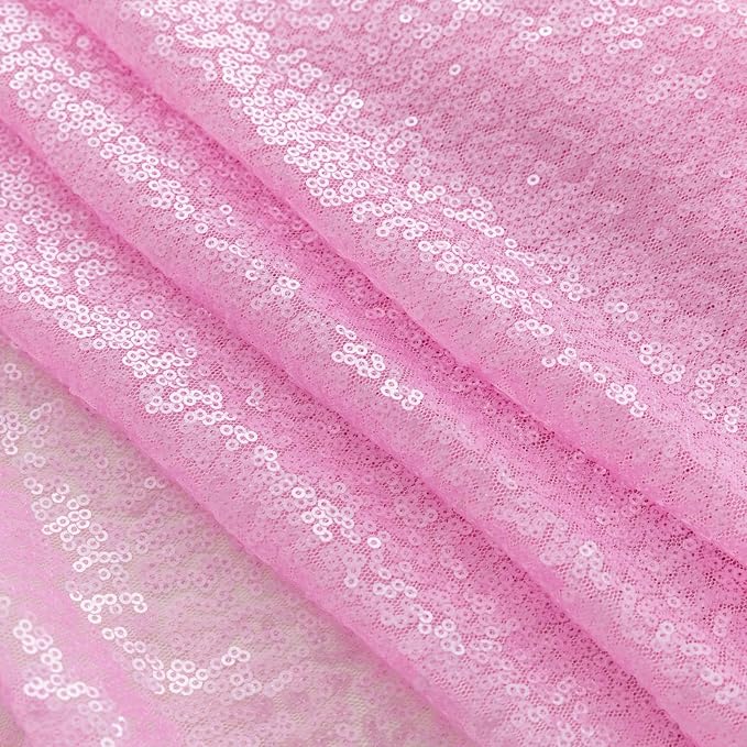 Sugargirl Matte Pink Sequin Backdrop Curtain 2 Panels 2FTx8FT Glitter Pink Background Drapes Sparkle Photography Backdrop for Party Wedding Birthday Wall Decoration