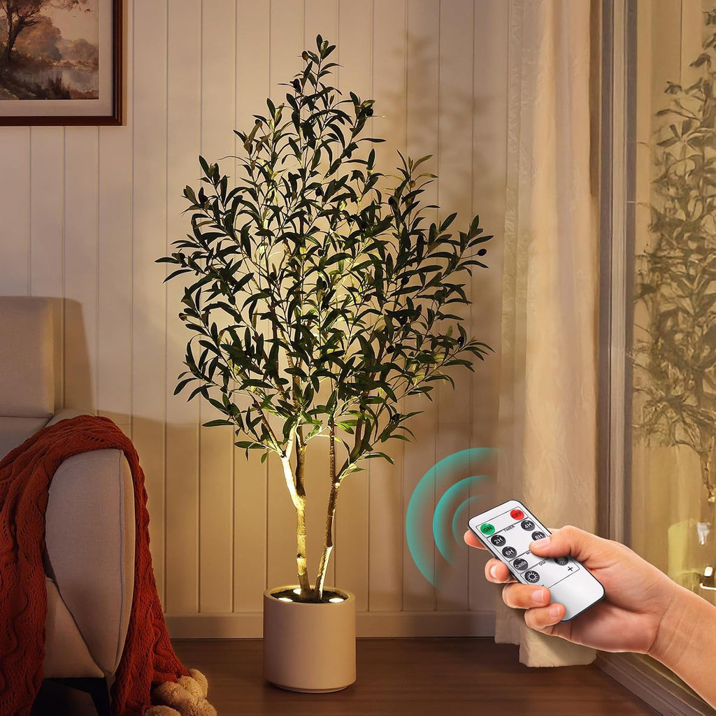 verinatural 5ft olive trees artificial indoor with remote, main product view