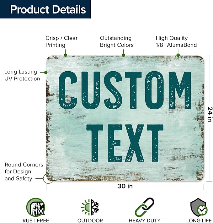 Custom Sign, Custom Street Sign, 11 Font Colors, 13 Font Styles, 4 Hole Options, 22 Sizes, 24x30 Inches, Rust Free DiBound, Fade Resistant, Made in USA by My Sign Center (Shabby Chic)