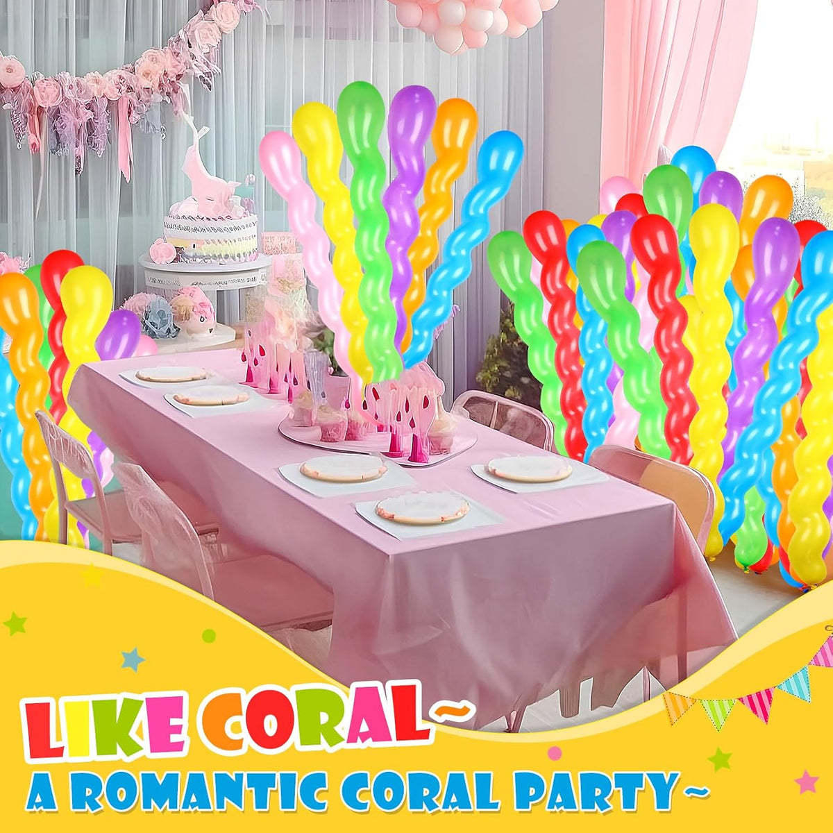 Sratte 500 Pcs 40 Inches Latex Spiral Balloons, 9 Assorted Colors