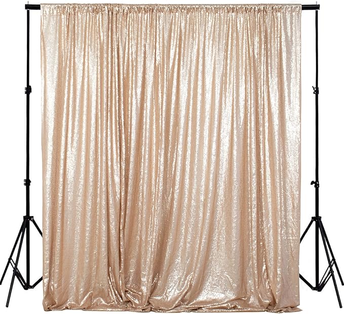 ShinyBeauty PHOTOBOOTH Backdrop Best Choice 4FTx7FT Champagne Sequin Fabric, Copper Sequin Curtains, Wedding Photography Backdrop (Buy it Now)