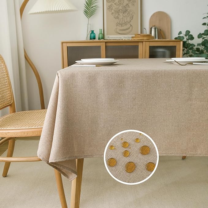 NLMUVW Linen Tablecloth Rectangle 108 Inch Burlap Textured Table Cloth Water Resistant Farmhouse Rustic Table Cover for Kitchen Dining Coffee, 54 x 108 Inch