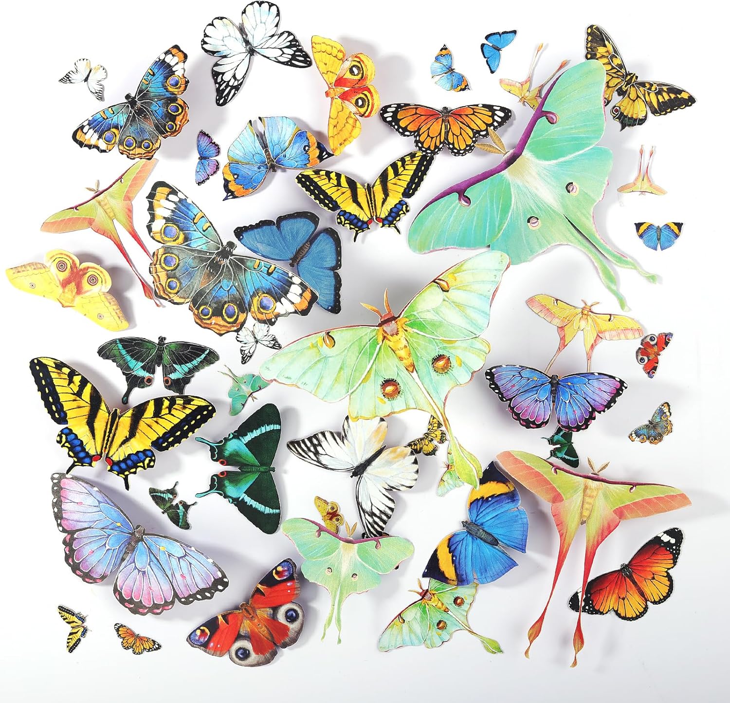 LET'S RESIN Realistic Paper Butterfly Moth,46 Pcs Double-Sided Faux Butterfly,Epoxy Resin Supplies,Vintage Floral Decoration,Resin Accessories for Art,Crafts,Molds
