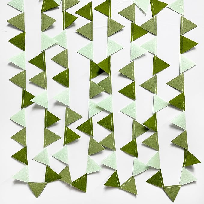 Olive Green Party Decorations Gradient Sage Green Felt Hanging Triangle Mini Bunting Pennant Banner Flag for Neutral Baby Shower Birthday Wedding Woodland Safari Jungle Party Classroom Nursery Decor