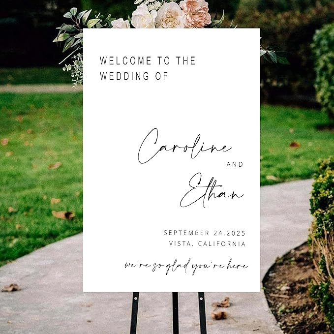 Generic Personalized Wedding Welcome Sign, 18x27 inches, Plastic, Modern Style, Wedding Event Guestbook