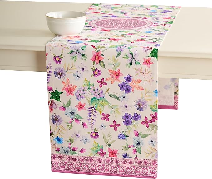 Maison d' Hermine Table Runner 100% Cotton Single Layer Table Runners 108 inches Long Decorative for Home Kitchen Dining Party Baby Shower Wedding Bridal Shower Spring Summer (Chardon, 14.50" x 108")