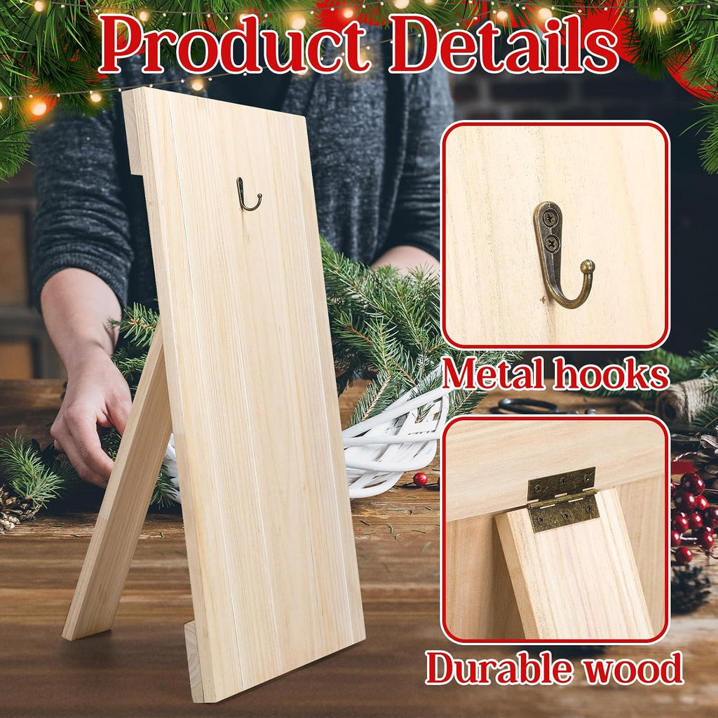 17'' wood wreath easel stand holder board for, close-up detail
