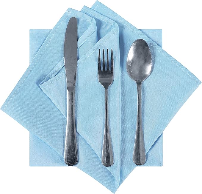 Cloth Napkins 20x20 inch Washable Polyester Dinner Napkins Soft Table Napkins for Wedding Party Dining Banquet(Blue Mist,12PCS)
