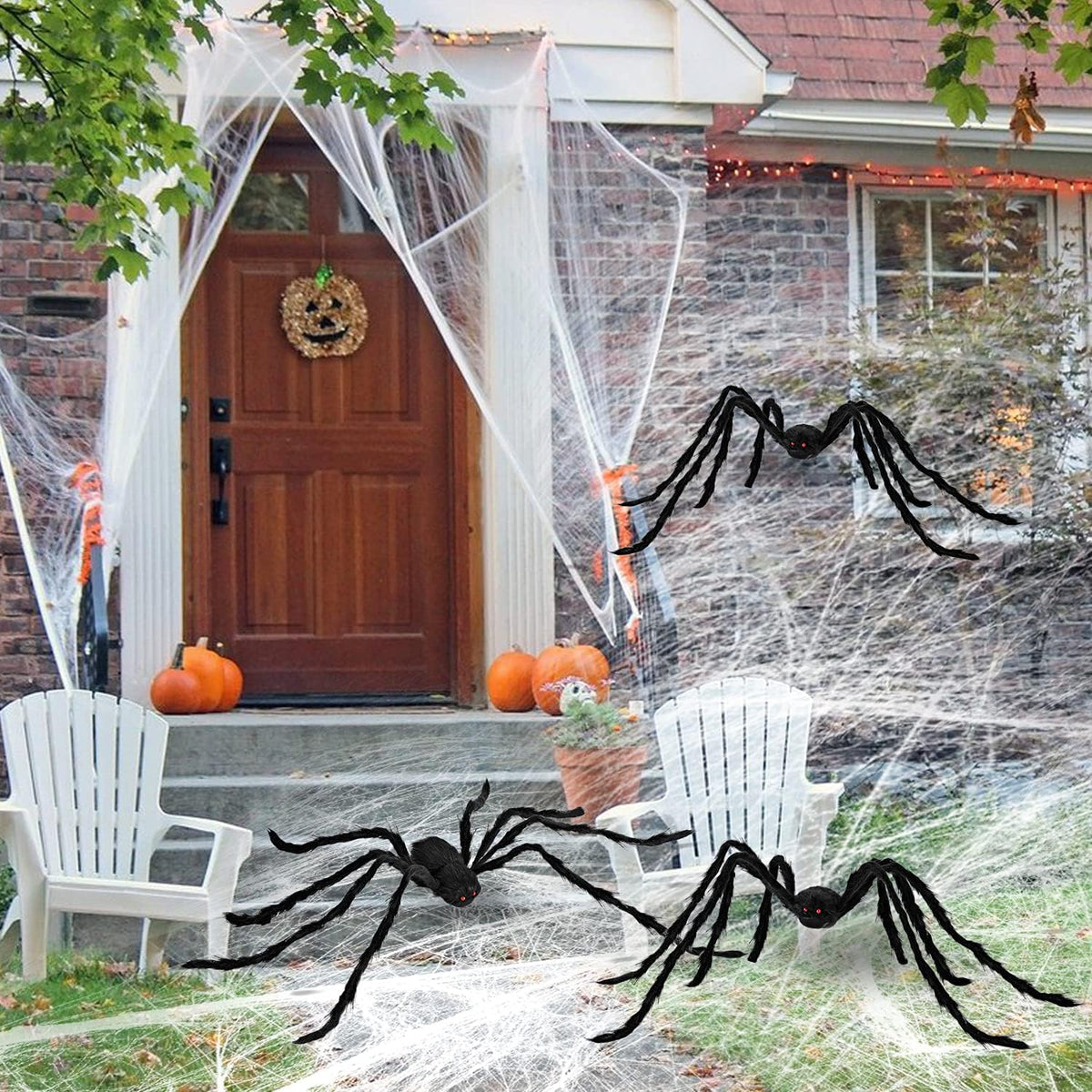 JOYIN 3 Pcs Halloween Spiders Outdoor Decoration, Halloween Decor Outside, 5 ...