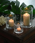 Glass Candle Holders Set, 3 Sizes 8" 5" 3.5" Height | Hurricane Vase Centerpieces, Clear Seeded Bubbles Cylinder For Pillar Votive Flower