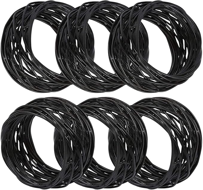 Handmade Round Mesh Black Napkin Rings Holder for Dinning Table Parties Everyday, Set of 12