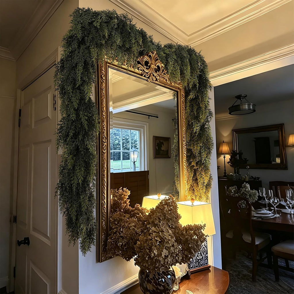 6ft christmas cedar garland, real touch soft greenery, package contents