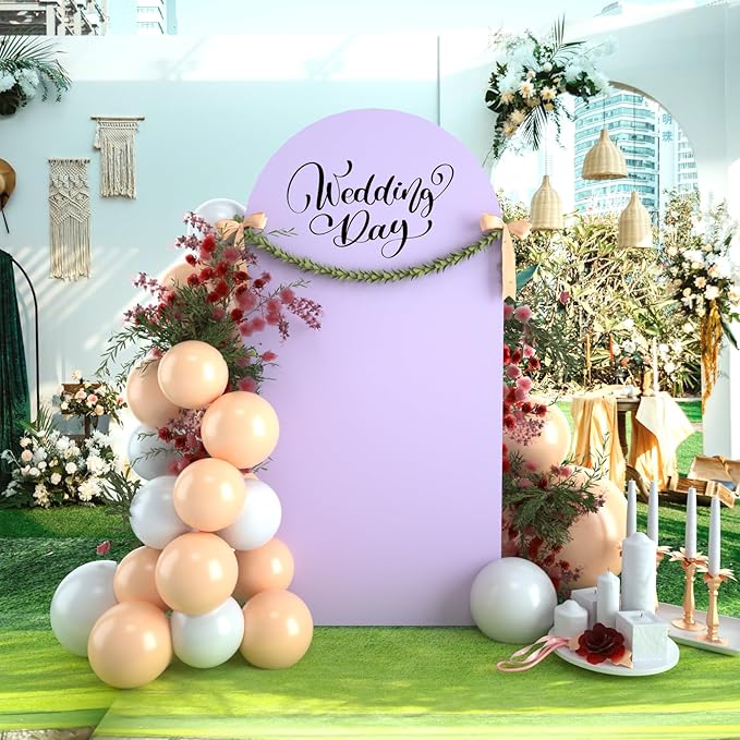 bricia Wedding Arch Backdrop Stand Cover, 6.6FT Double Sided Stretchy Arch Cover Fitted Wedding Birthday Party Banquet Decoration (Lavender 79.2''Lx39.6''W)