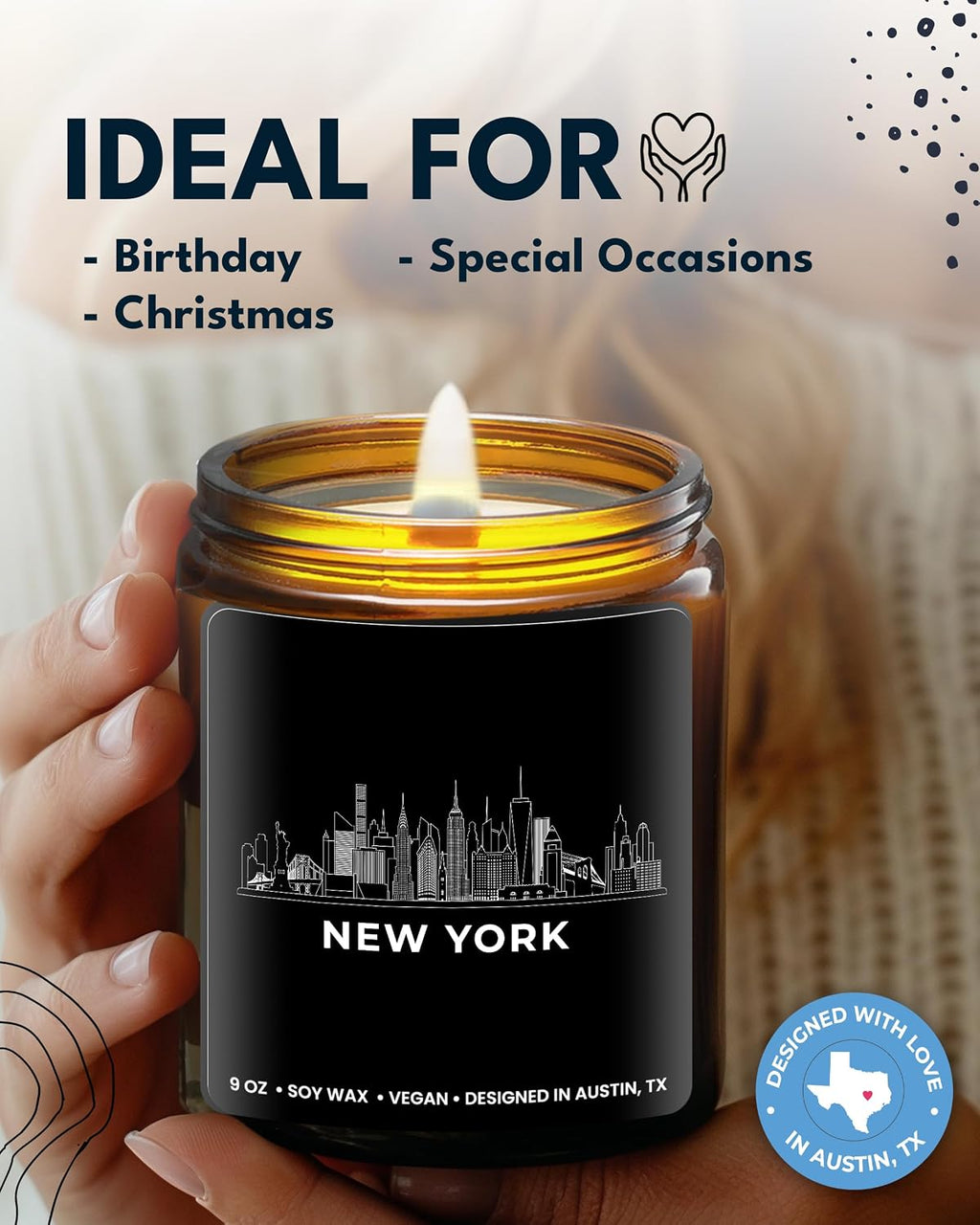 New York City Candle, House Warming Gifts for New Yorkers, Unique NYC Souvenirs & Gifts Ideas for Men and Women, Ideal NY City Themed Presents for Friends, Birthday, Christmas, Moving Away, Gift-Ready