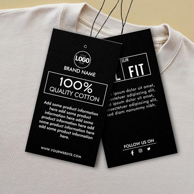 100 pcs Custom Hang Tags - Personalized Clothing Tag with Your Logo & Text - Custom Tags for Handmade Items Clothes Business Ideal for Apparel Jewelry Gift Label Tag