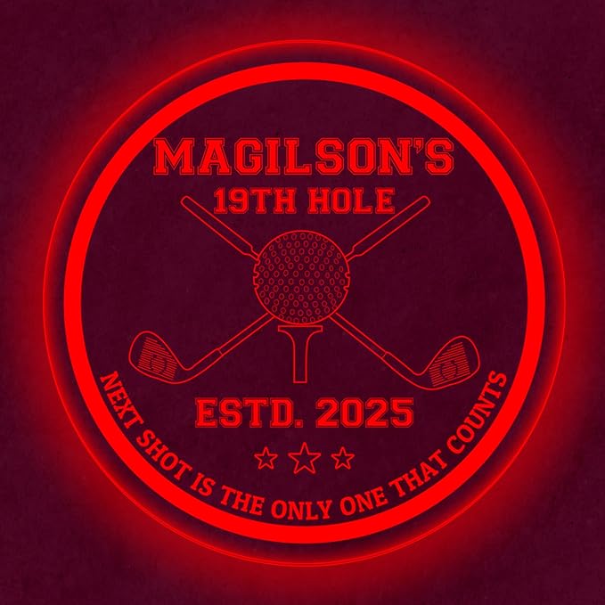 Custom Golf LED Bar Sign – Personalized Color Changing Acrylic Wall Decor for Home Bar, Man Cave, Game Room, or Patio (Golf Bar, 16 INCHES)