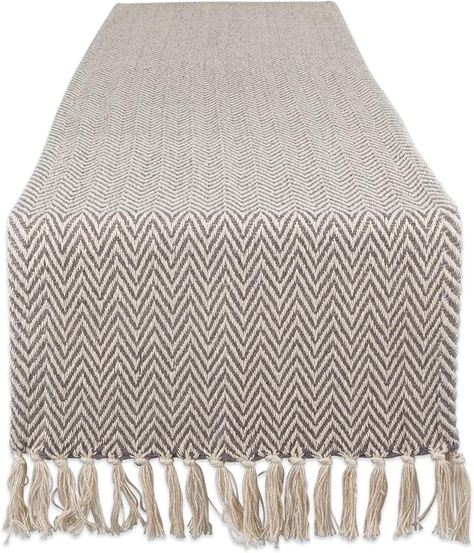 DII Woven Basic Tabletop Collection, Chevron Table Runner, 15x108, Gray