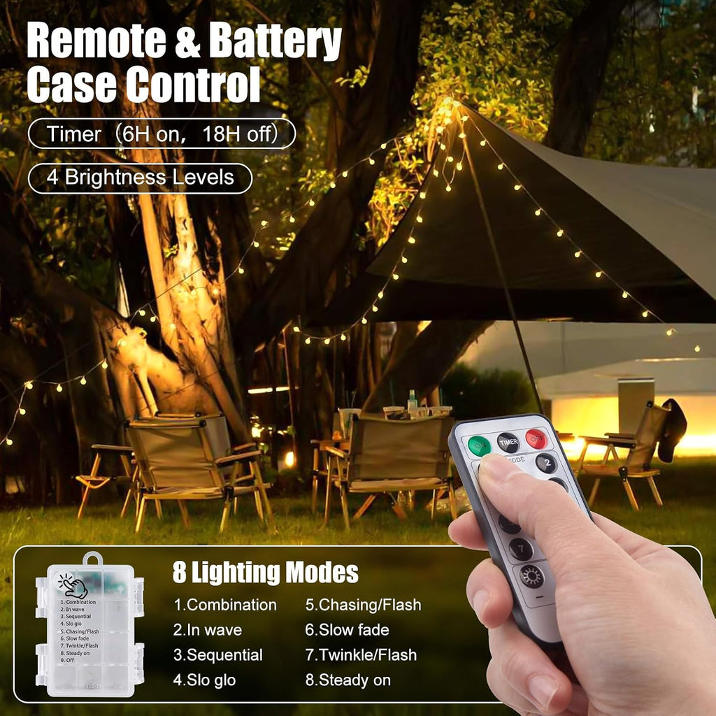 Minetom Battery Operated String Lights, 21FT 60 LED Globe Fairy Lights with Remote, Waterproof Twinkle Lights for Indoor Outdoor Bedroom Classroom Camping Patio Birthday Christmas Decor, Warm White