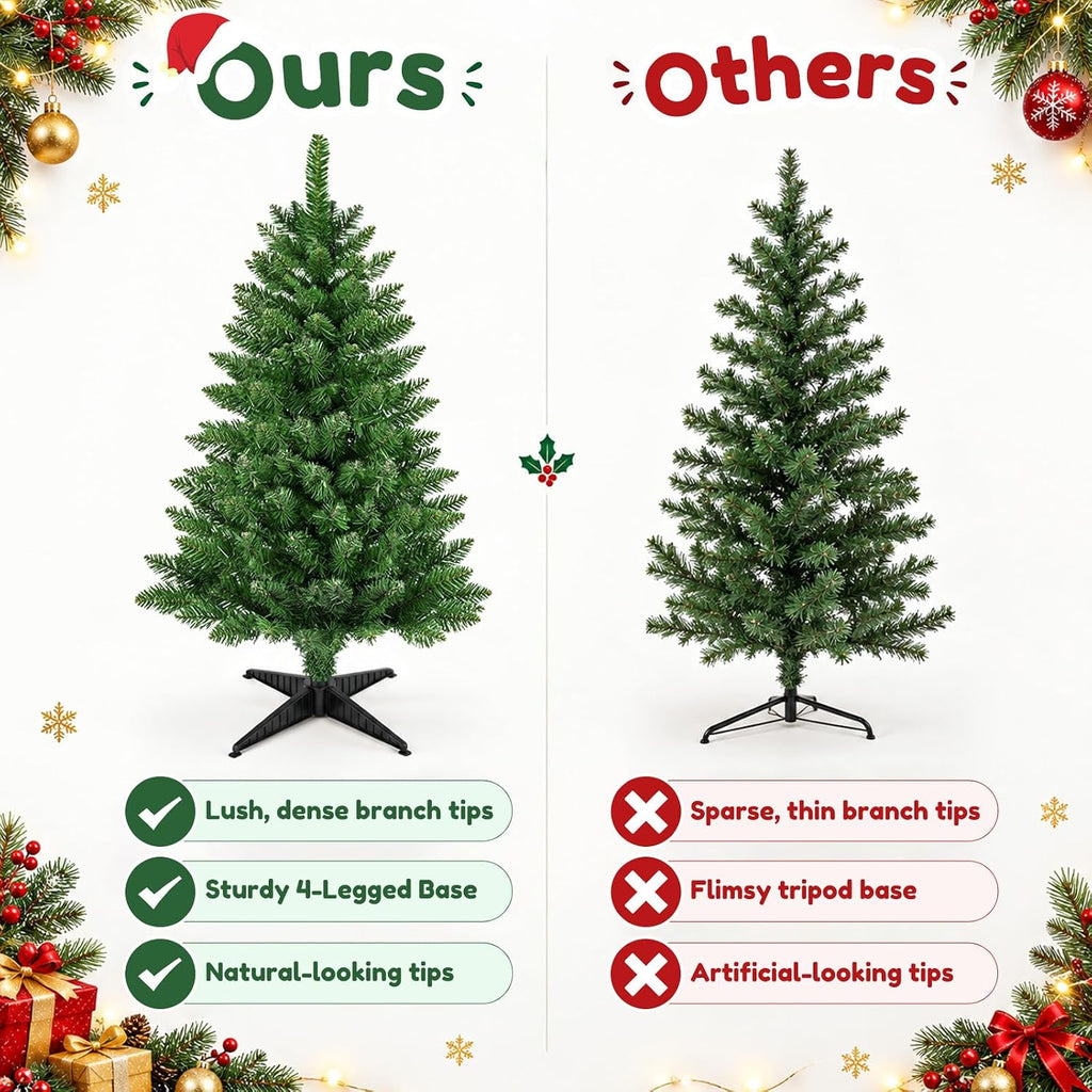 3ft artificial small christmas tree, premium pvc tips, package contents