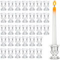 48 Pcs Clear Glass Taper Candle Holders Bulk, 2.5 Inch Small Candlestick Stands, Elegant Table Centerpieces for Wedding, Christmas, Valentine’s Day, Party, Home and Dining Room Decorations (Clear)