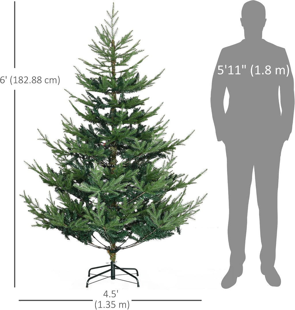 homcom 6 foot artificial christmas tree, nordic pine on a desk or shelf