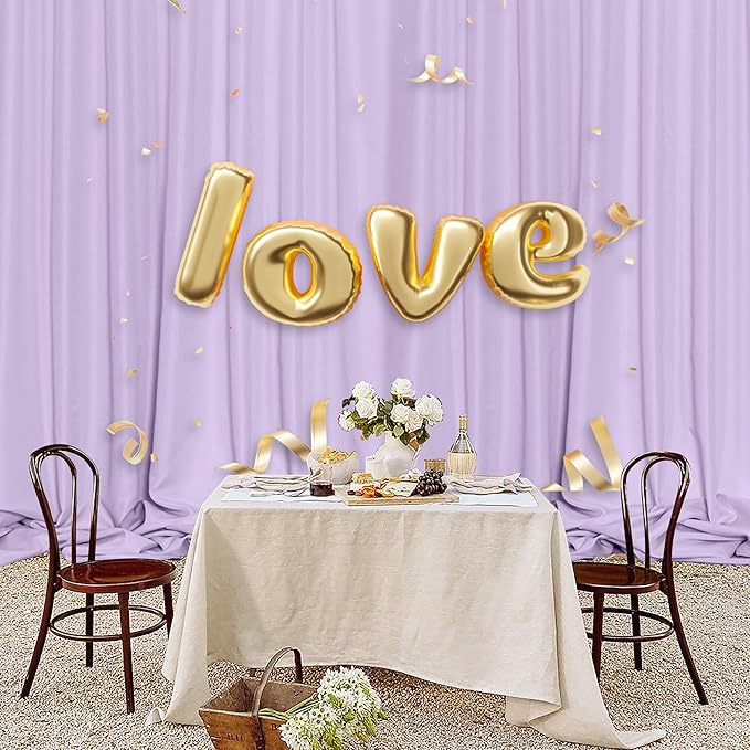 MEETSKY Lavender Backdrop Curtain for Parties Wedding Light Purple Background Curtains Backdrop Rod Pocket Drapes Fabric Decoration for Birthday Gril Party Baby Shower Photoshoot, 5ft x 7ft, 2 Panels