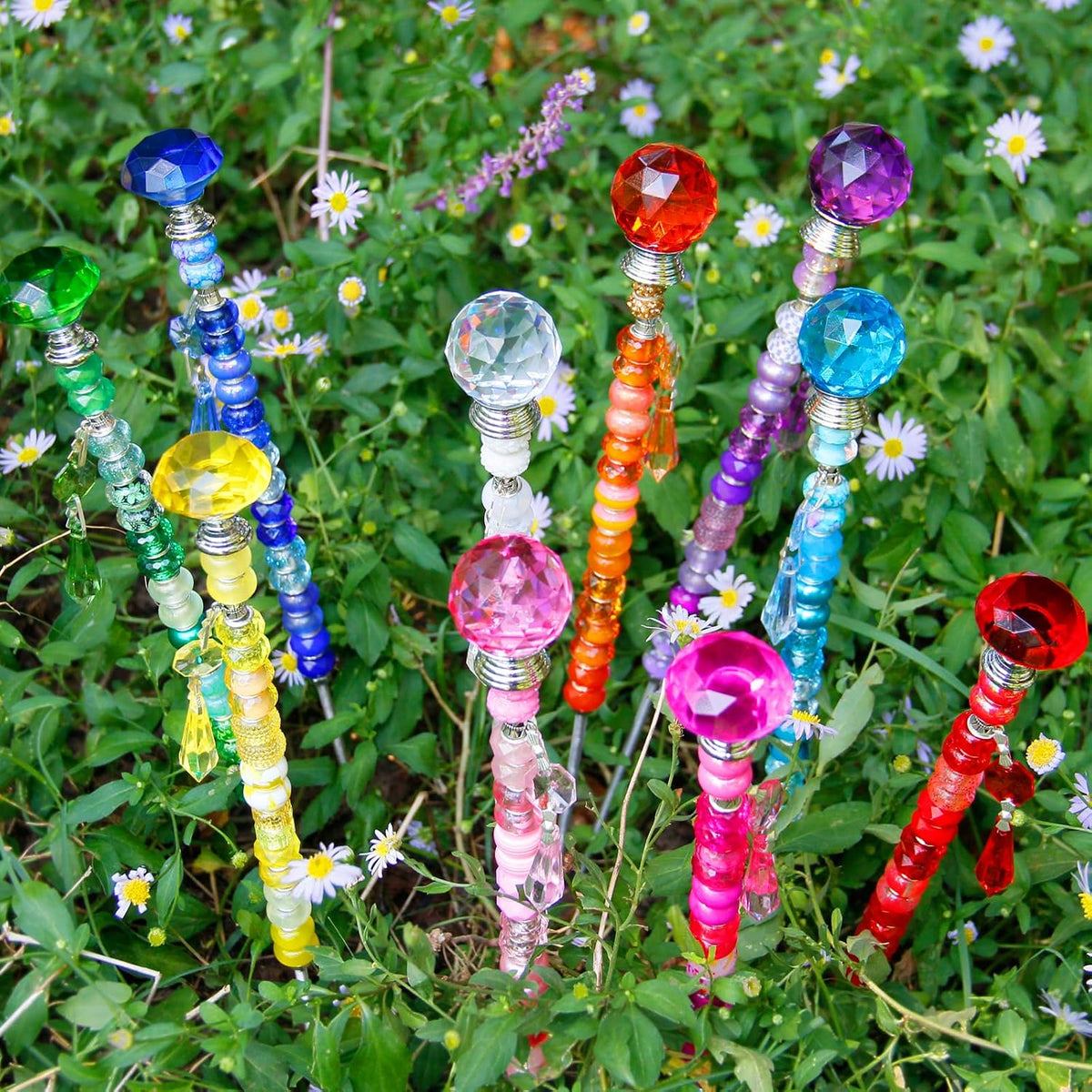 Exway 247 PCS DIY Fairy Wand Beaded Garden Stake Kits with Assortment Large H...