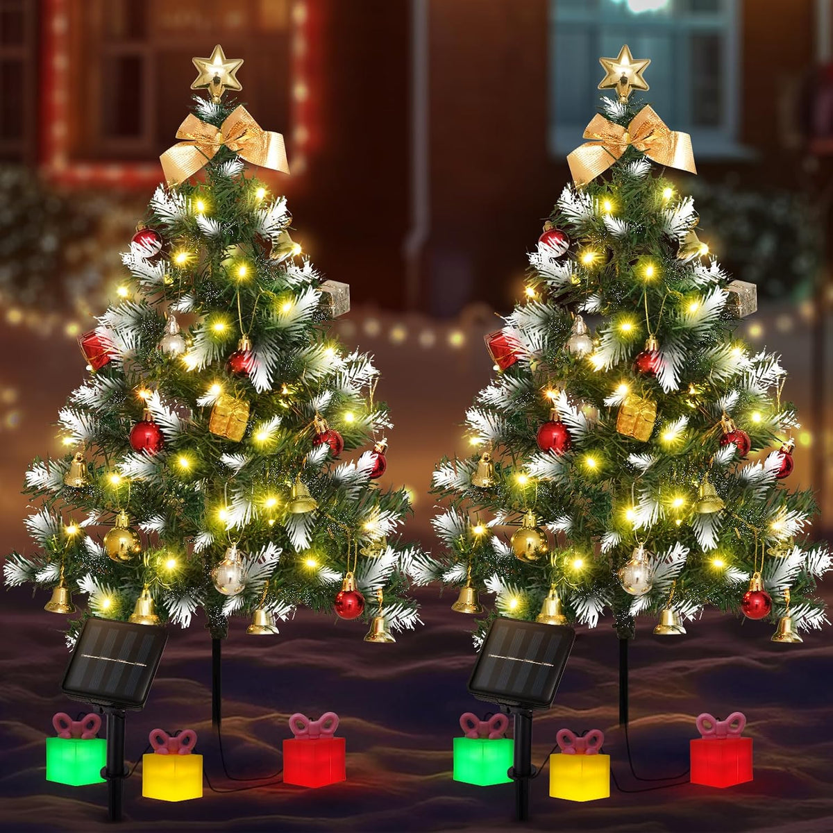 mini christmas tree solar lights, outdoor decorations, 2, main product view