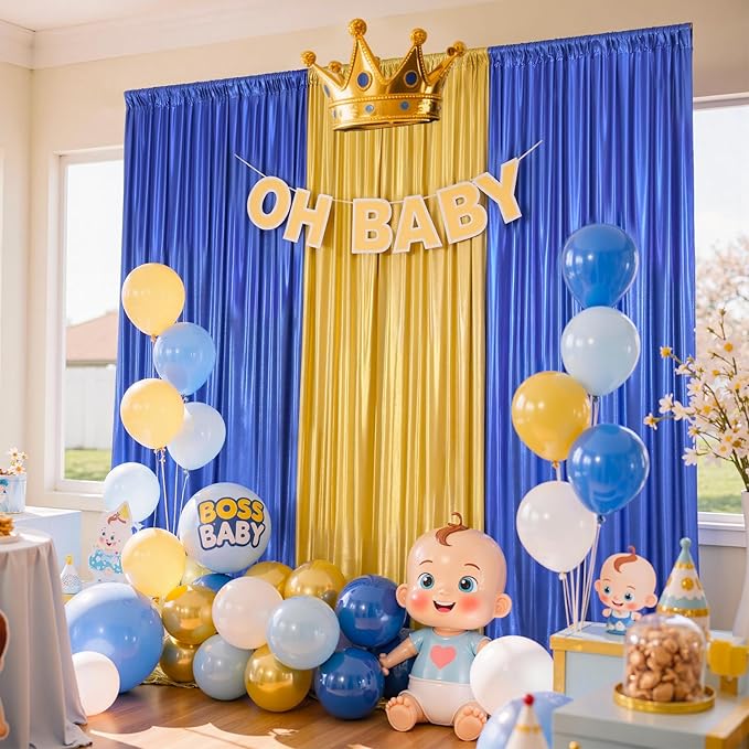 10x10 Wrinkle Free Royal Blue Sequin Backdrop Curtain for Parties-Thick Not Fall-Off Glitter Backdrop Drapes-2 Panels 5x10ft Shimmer Photo Back Drop Cloth for Wedding Birthday Photography Background