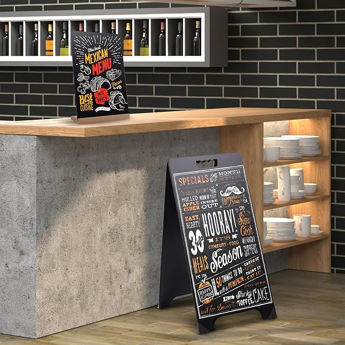 16x32 Double-Sided A-Frame Chalkboard Sign with 8x12 Chalkboard, Liquid & Solid Chalk Markers, Wedding & Event Signage