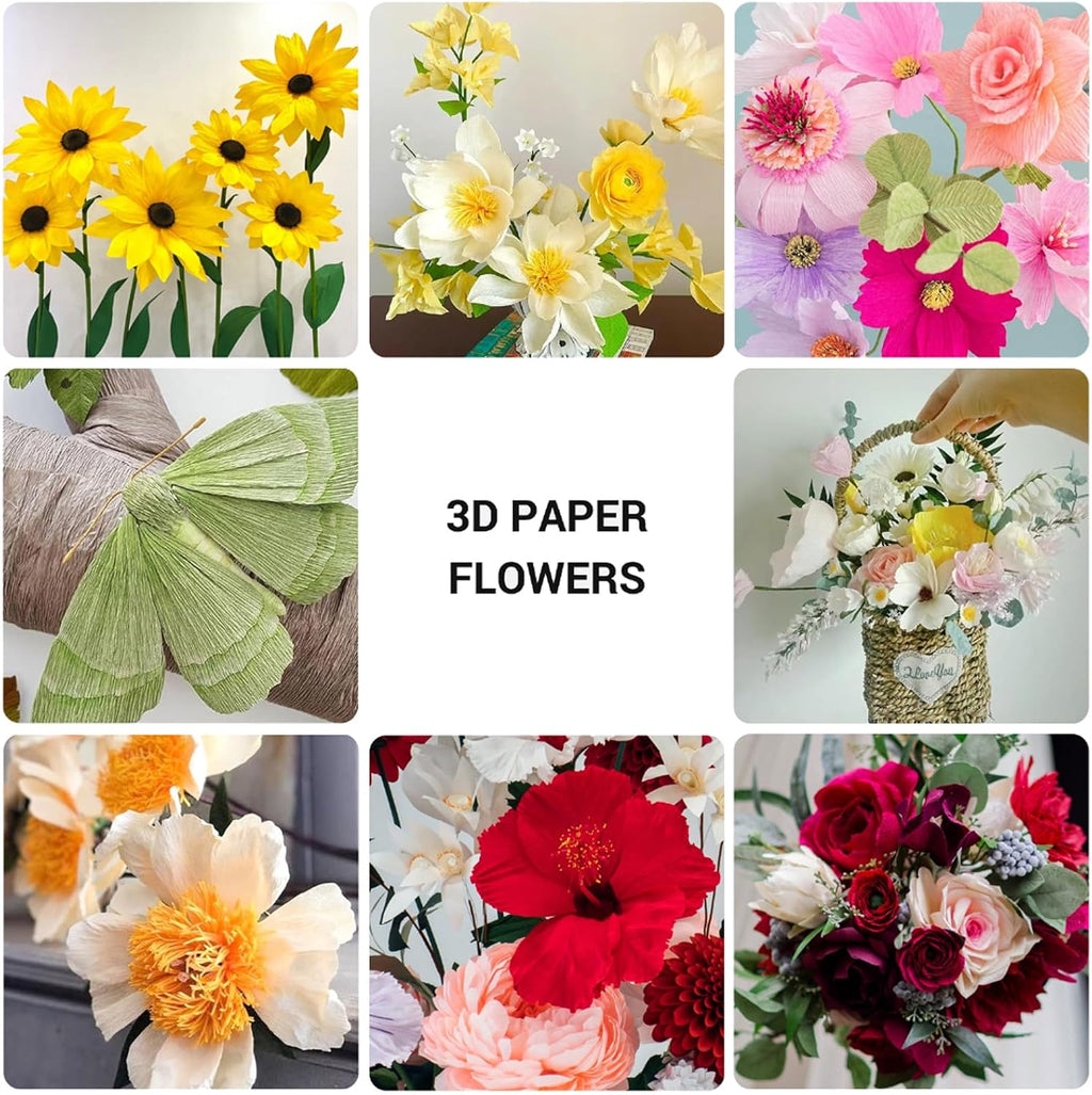 Premium Heavy Crepe Paper Rolls - Italian Style High Stretch (300%) for Realistic Giant Paper Flowers & DIY Crafts - Thick, Durable Florist Paper for Wedding Backdrop, Party
