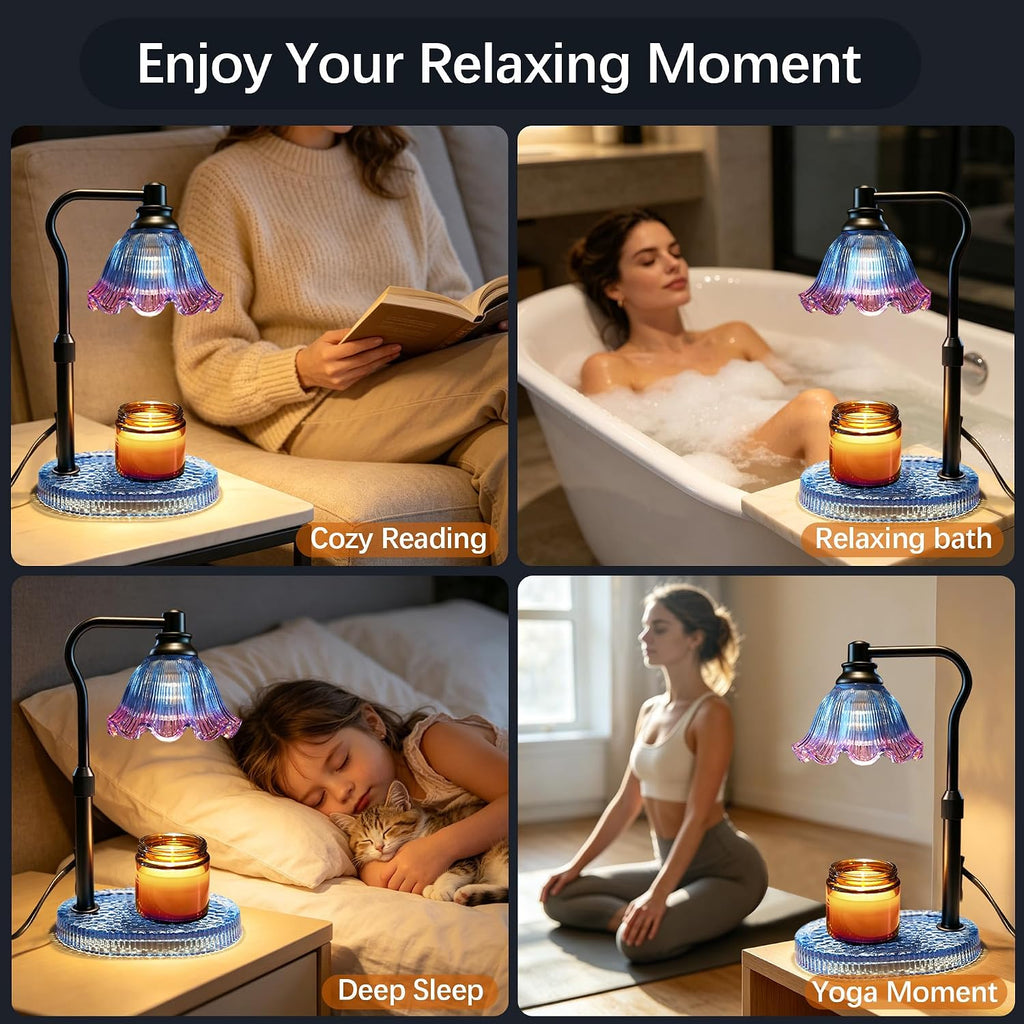 Candle Warmer Lamp with Timer Dimmable, Adjustable Candle Warmer Lamp for Jar Candles 3-Wick, Flameless Smokeless Candle Heater with 2 Bulbs, Home Decor Birthday Mothers Day for Women Mom