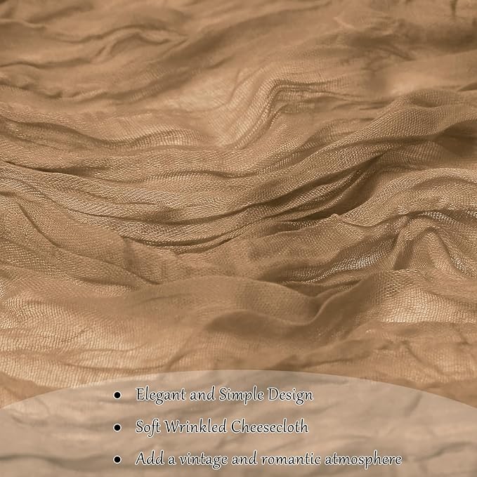 6-Pack Khaki Cheesecloth Table Runners – 10FT (35x120 Inch) Boho Rustic Gauze Fabric Cheese Cloth Table Runner for Weddings, Baby Showers, Bridal Shower, Farmhouse & Birthday Party Decor