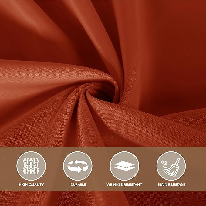 sancua Thanksgiving Square Tablecloths 54x54 Inch Rust, 2 Pack Fabric Fall Table Cloth for Square or Round Tables, Burnt Orange Washable Polyester Table Cover for Dinner, Holiday Party, Display Tables