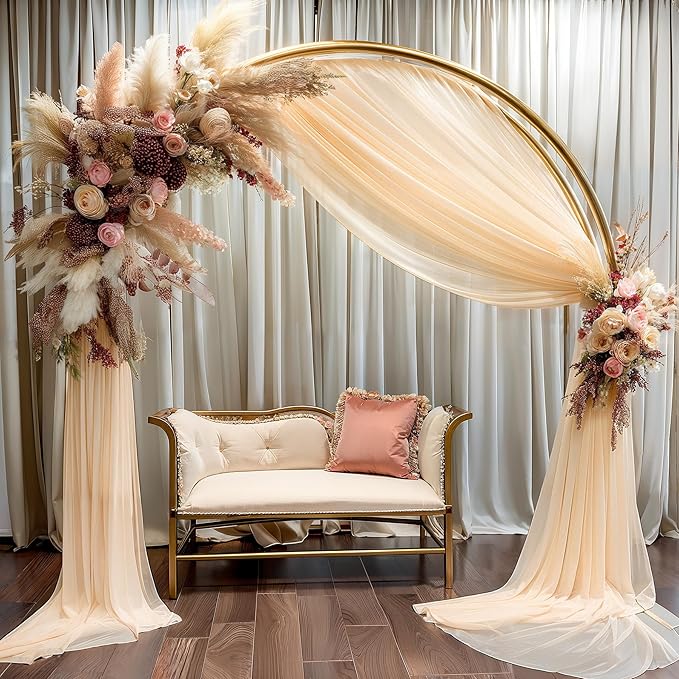 Champagne Wedding Arch Draping Fabric 3 Panels 30'' x 20FT Champagne Drapes Sheer Fabric Backdrop Arch Draping Fabrics for Wedding Ceremony Birthday Party Bridal Shower Decoration